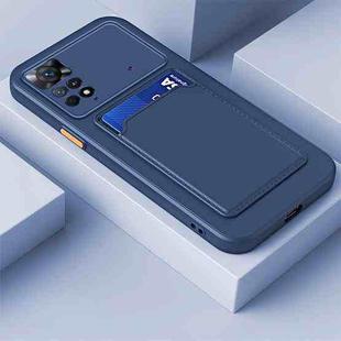 For Xiaomi Redmi Note 11 6.43 inch / Poco M4 Pro 4G Skin Feel Card Contrast Color Button TPU Phone Case(Dark Blue)