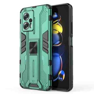 For Xiaomi Redmi Note 11T Pro 5G China Supersonic PC + TPU Shock-proof Protective Phone Case with Holder(Green)