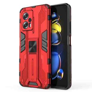 For Xiaomi Redmi Note 11T Pro 5G China Supersonic PC + TPU Shock-proof Protective Phone Case with Holder(Red)