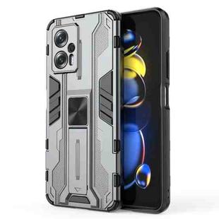 For Xiaomi Redmi Note 11T Pro 5G China Supersonic PC + TPU Shock-proof Protective Phone Case with Holder(Grey)