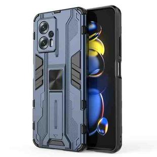 For Xiaomi Redmi Note 11T Pro 5G China Supersonic PC + TPU Shock-proof Protective Phone Case with Holder(Blue)