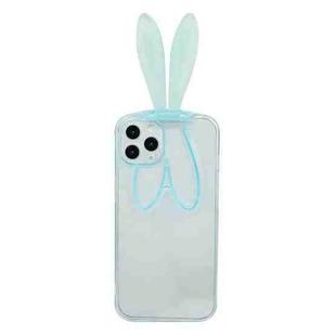 Luminous Bunny Ear Holder TPU Phone Case For iPhone 13 Pro Max(Transparent Blue)