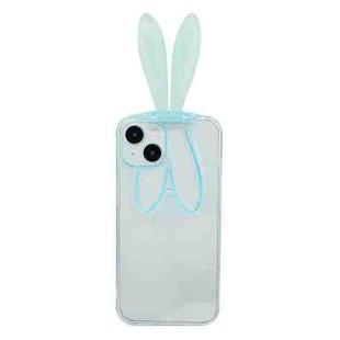 Luminous Bunny Ear Holder TPU Phone Case For iPhone 13(Transparent Blue)
