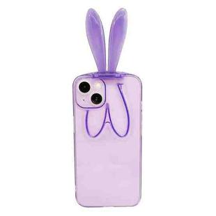 Luminous Bunny Ear Holder TPU Phone Case For iPhone 13(Transparent Purple)
