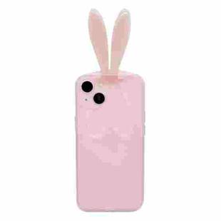 Luminous Bunny Ear Holder TPU Phone Case For iPhone 13(Transparent Pink)