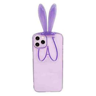 Luminous Bunny Ear Holder TPU Phone Case For iPhone 12 Pro Max(Transparent Purple)
