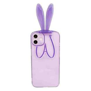 Luminous Bunny Ear Holder TPU Phone Case For iPhone 12(Transparent Purple)