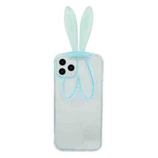 Luminous Bunny Ear Holder TPU Phone Case For iPhone 11 Pro Max(Transparent Blue)