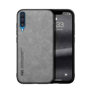 For Samsung Galaxy A50 Skin Feel Magnetic Leather Back Phone Case(Galactic Grey)