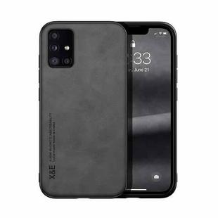 For Samsung Galaxy A71 Skin Feel Magnetic Leather Back Phone Case(Graphite Grey)