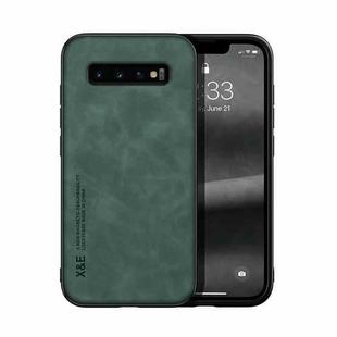 For Samsung Galaxy S10 Skin Feel Magnetic Leather Back Phone Case(Green)