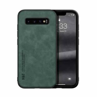 For Samsung Galaxy S10+ Skin Feel Magnetic Leather Back Phone Case(Green)