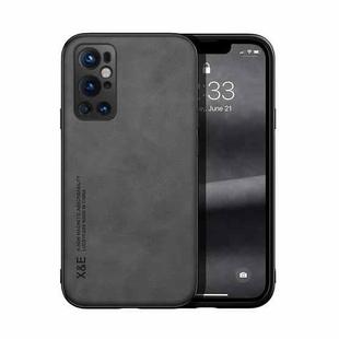 For OnePlus 9 Pro Skin Feel Magnetic Leather Back Phone Case(Dark Grey)