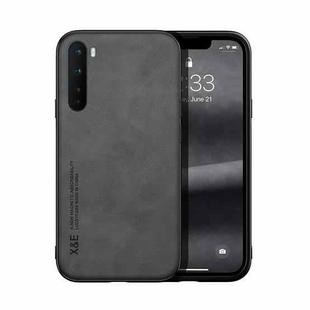 For OnePlus Nord Skin Feel Magnetic Leather Back Phone Case(Dark Grey)