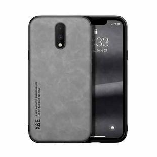 For OnePlus 7 Skin Feel Magnetic Leather Back Phone Case(Light Grey)