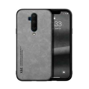 For OnePlus 7T Pro Skin Feel Magnetic Leather Back Phone Case(Light Grey)