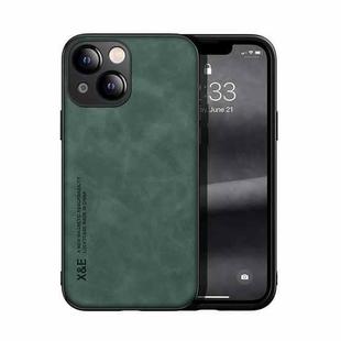 For iPhone 13 mini Skin Feel Magnetic Leather Back Phone Case (Green)