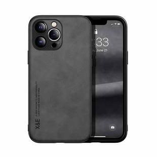 For iPhone 13 Pro Skin Feel Magnetic Leather Back Phone Case (Dark Grey)