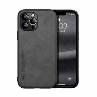 For iPhone 13 Pro Max Skin Feel Magnetic Leather Back Phone Case (Dark Grey)