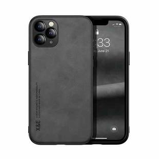 For iPhone 11 Pro Skin Feel Magnetic Leather Back Phone Case (Dark Grey)