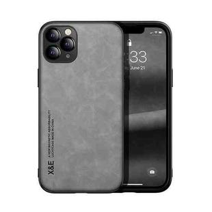 For iPhone 11 Pro Max Skin Feel Magnetic Leather Back Phone Case (Light Grey)