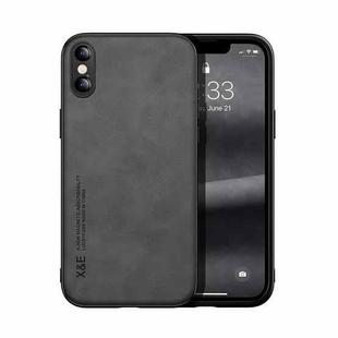 For iPhone X / XS Skin Feel Magnetic Leather Back Phone Case(Dark Grey)