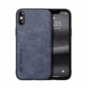 For iPhone X / XS Skin Feel Magnetic Leather Back Phone Case(Blue)
