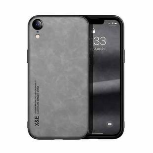 For iPhone XR Skin Feel Magnetic Leather Back Phone Case(Light Grey)