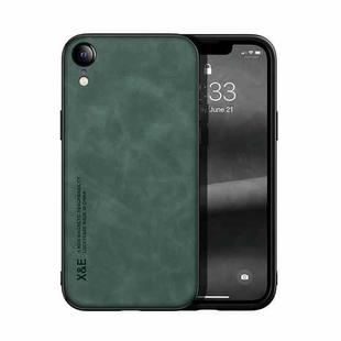 For iPhone XR Skin Feel Magnetic Leather Back Phone Case(Green)