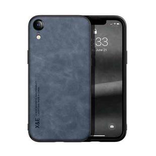 For iPhone XR Skin Feel Magnetic Leather Back Phone Case(Blue)