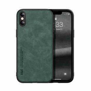 For iPhone XS Max Skin Feel Magnetic Leather Back Phone Case(Green)