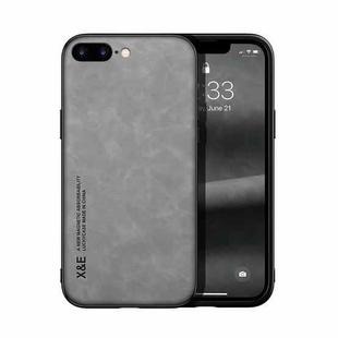 Skin Feel Magnetic Leather Back Phone Case For iPhone 7 Plus / 8 Plus(Light Grey)
