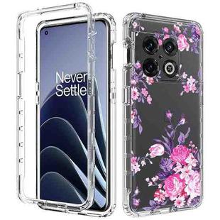 For OnePlus 10 Pro PC+TPU Transparent Painted Phone Case(Pink Flower)