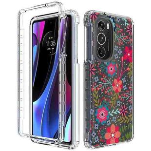 For Motorola Edge 30 Pro PC+TPU Transparent Painted Phone Case(Small Floral)