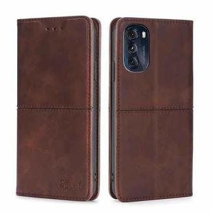 For Motorola Moto G 5G 2022 Cow Texture Magnetic Horizontal Flip Leather Phone Case(Dark Brown)