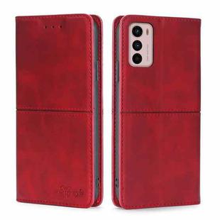 For Motorola Moto G42 4G Cow Texture Magnetic Horizontal Flip Leather Phone Case(Red)