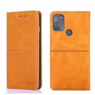 For Motorola Moto G50 Cow Texture Magnetic Horizontal Flip Leather Phone Case(Light Brown)