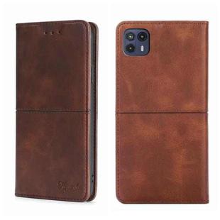 For Motorola Moto G50 5G Cow Texture Magnetic Horizontal Flip Leather Phone Case(Dark Brown)