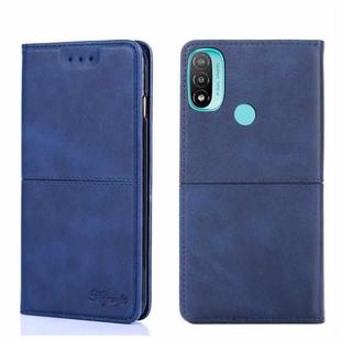 For Motorola Moto E20 Cow Texture Magnetic Horizontal Flip Leather Phone Case(Blue)