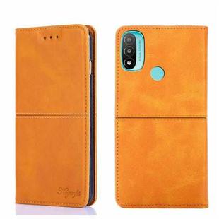 For Motorola Moto E20 Cow Texture Magnetic Horizontal Flip Leather Phone Case(Light Brown)