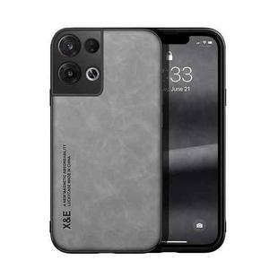 For OPPO Reno8 Skin Feel Magnetic Leather Back Phone Case(Light Grey)