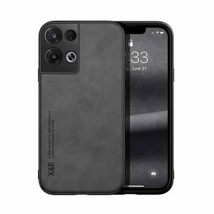 For OPPO Reno8 Skin Feel Magnetic Leather Back Phone Case(Dark Grey)