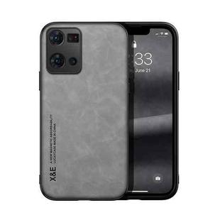 For OPPO Reno7 4G Skin Feel Magnetic Leather Back Phone Case(Light Grey)