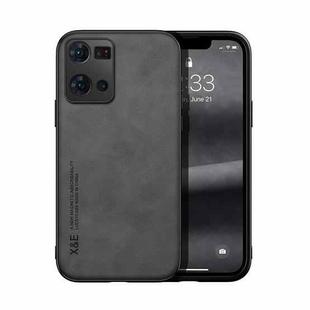 For OPPO Reno7 4G Skin Feel Magnetic Leather Back Phone Case(Dark Grey)