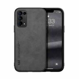 For OPPO Reno5 Skin Feel Magnetic Leather Back Phone Case(Dark Grey)