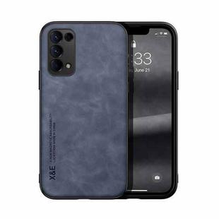 For OPPO Reno5 Skin Feel Magnetic Leather Back Phone Case(Blue)