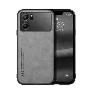 For OPPO K10 Skin Feel Magnetic Leather Back Phone Case(Light Grey)