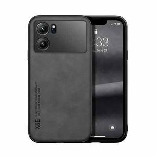 For OPPO K10 Skin Feel Magnetic Leather Back Phone Case(Dark Grey)