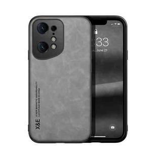 For OPPO Find X5 Skin Feel Magnetic Leather Back Phone Case(Light Grey)
