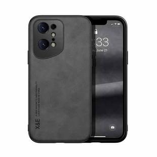 For OPPO Find X5 Pro Skin Feel Magnetic Leather Back Phone Case(Dark Grey)